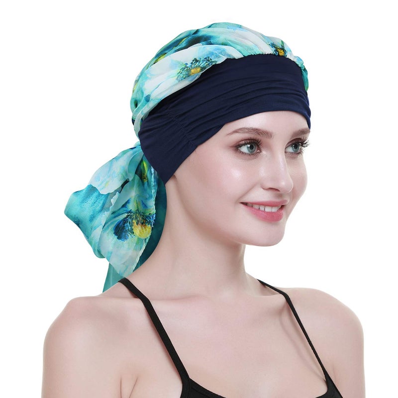 FocusCare Long Hair Wig Accessory Turban Scarves Print Chemo Headbands Hats Beanie Bandana - Image 4